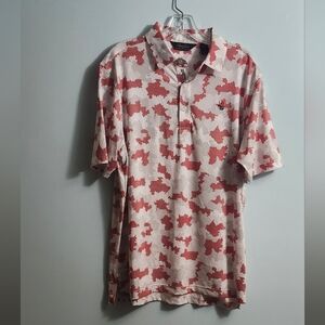 Men's Red and White Patterned Shirt